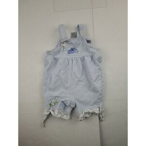 Vintage Sesame Street Girls Shorts Bib Overalls Size 3/6 Months Elmo Flower Blue